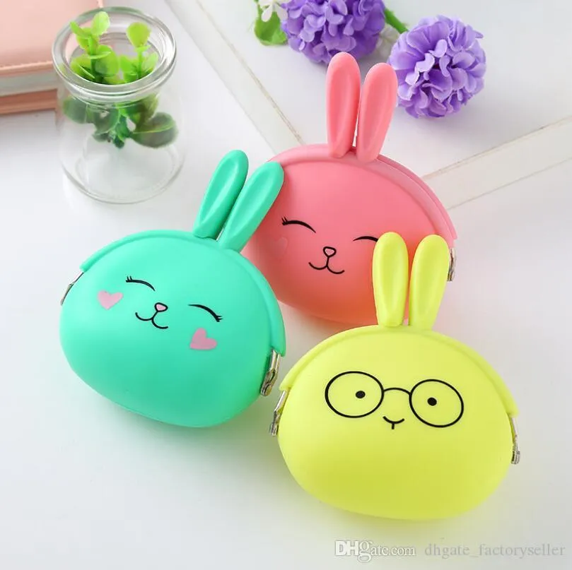 Silicone Coin Purse Cute Cartoon Rabbit Coin Purse Women Girls Small Wallet Mini Key Bag Kawaii Pouch Gift LX5582