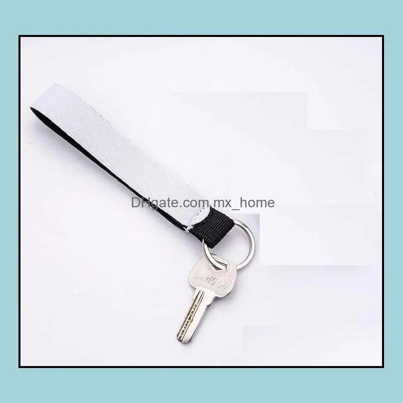 neoprene wristlet keychains favor sublimation print blank lanyard strap band split ring key chain holder hand wrist keychain sn4412