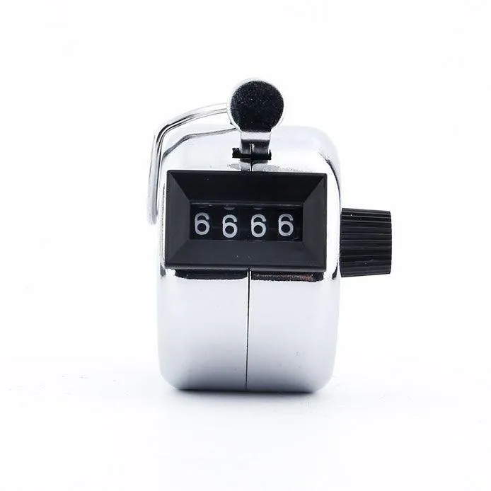 4 Digit Manual Hand Tally Mechanical Palm Click Counter steel Counters With 4 Digit Silver DH8883