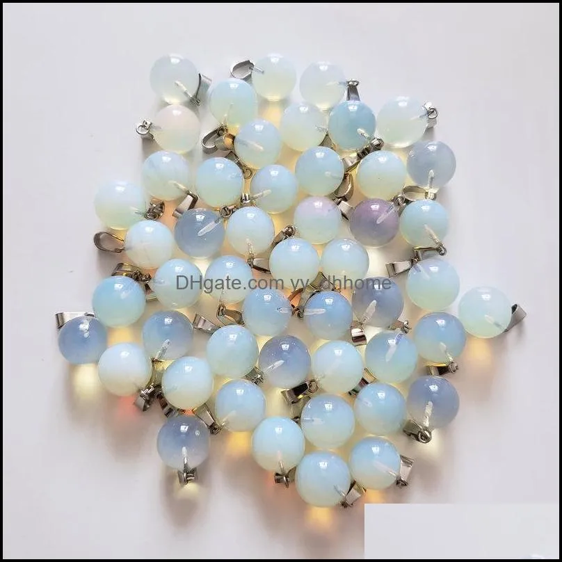 Pendant Necklaces Pendants Jewelry Wholesale 50Pcs/Lot Fashion Natural Opal Stone Ball Shape For Accessor Dhi7U