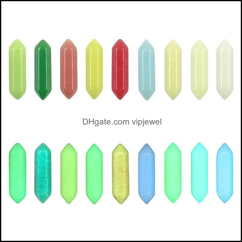 luminous stone charms hexagonal prism glass crystal glow light in the dark pendant for jewelry making necklace accessories