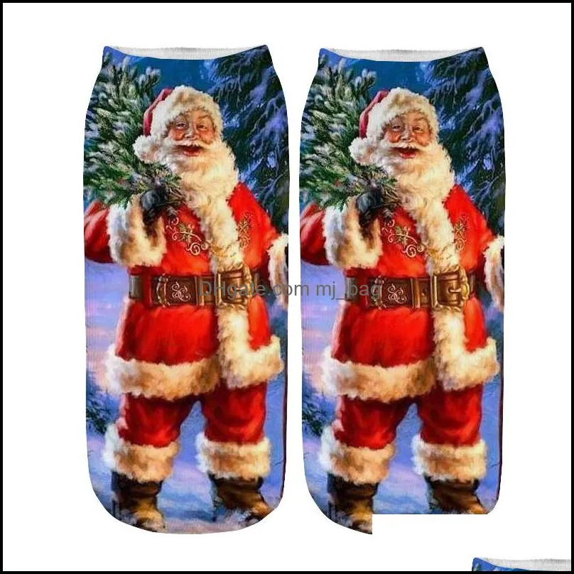 xmas printed socks santa claus christmas tree snowman cartoon 3d socks soft comfortable short boat sock christmas sock decoration dbc