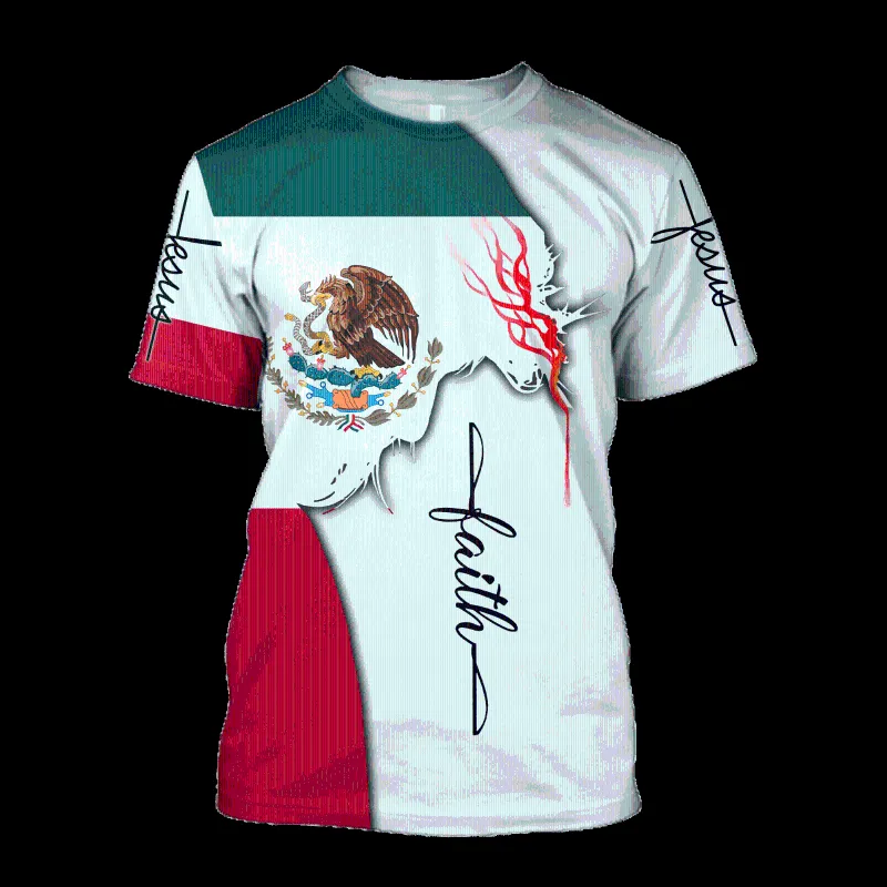メンズTシャツメキシコTシャツ3Dプリントイエスユニセックスサマークールトップトップワンネーションゴッドストリートウェアウィメンズティードロップシップ