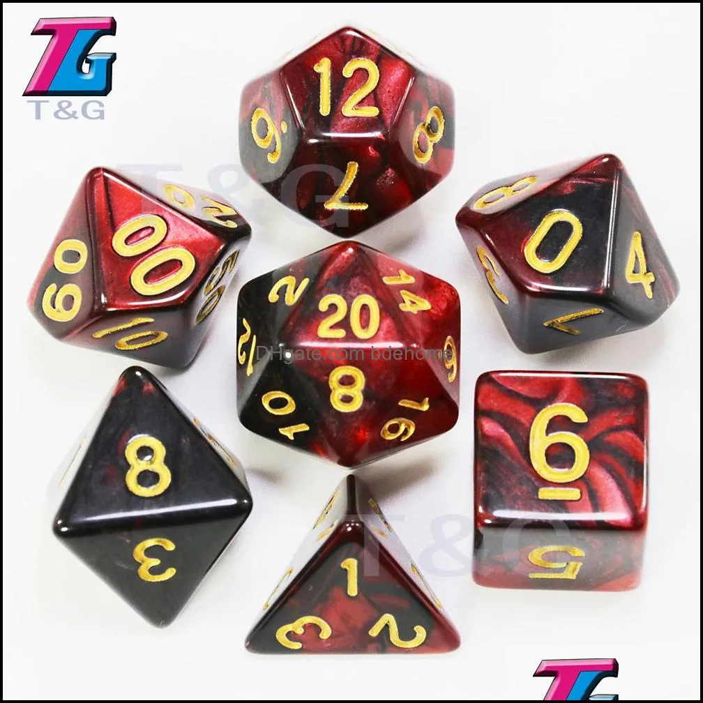 Mixed Color Dice Set D4-D20 Dungeons and Dargon RPG MTG Board Game 7pcs/Set