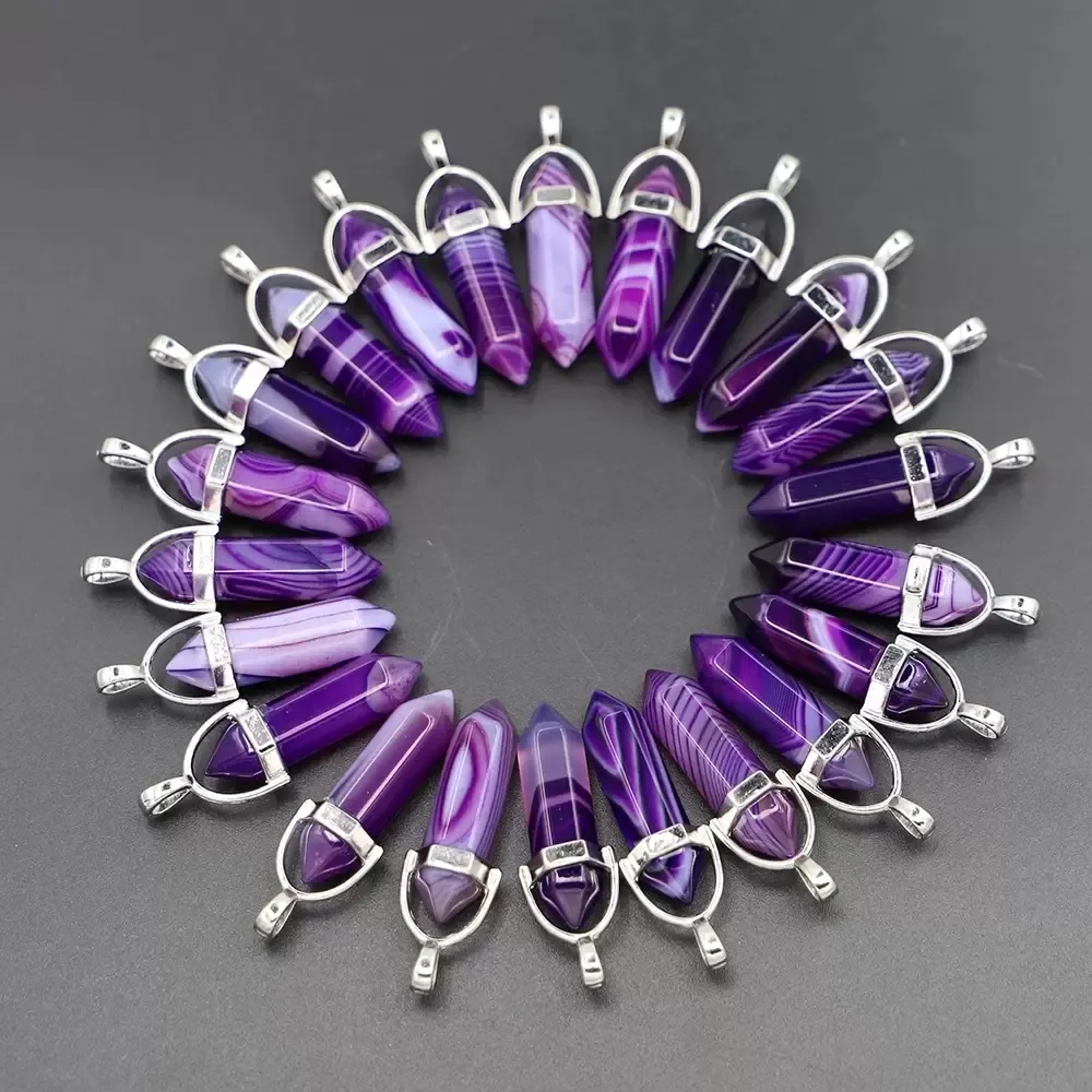 Collier Agate Violette Naturelle - Bijou Pierre Fine Pour Femmes Et Filles