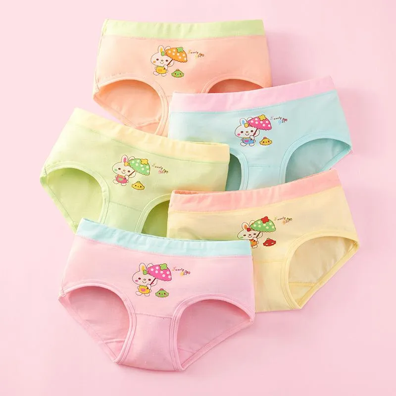 Panties 5Pcs Big Girl Underwear Baby Kids Candy Colors Knickers Underpant  Teens Young Cartoon Princess Sweet Briefs Wholesale