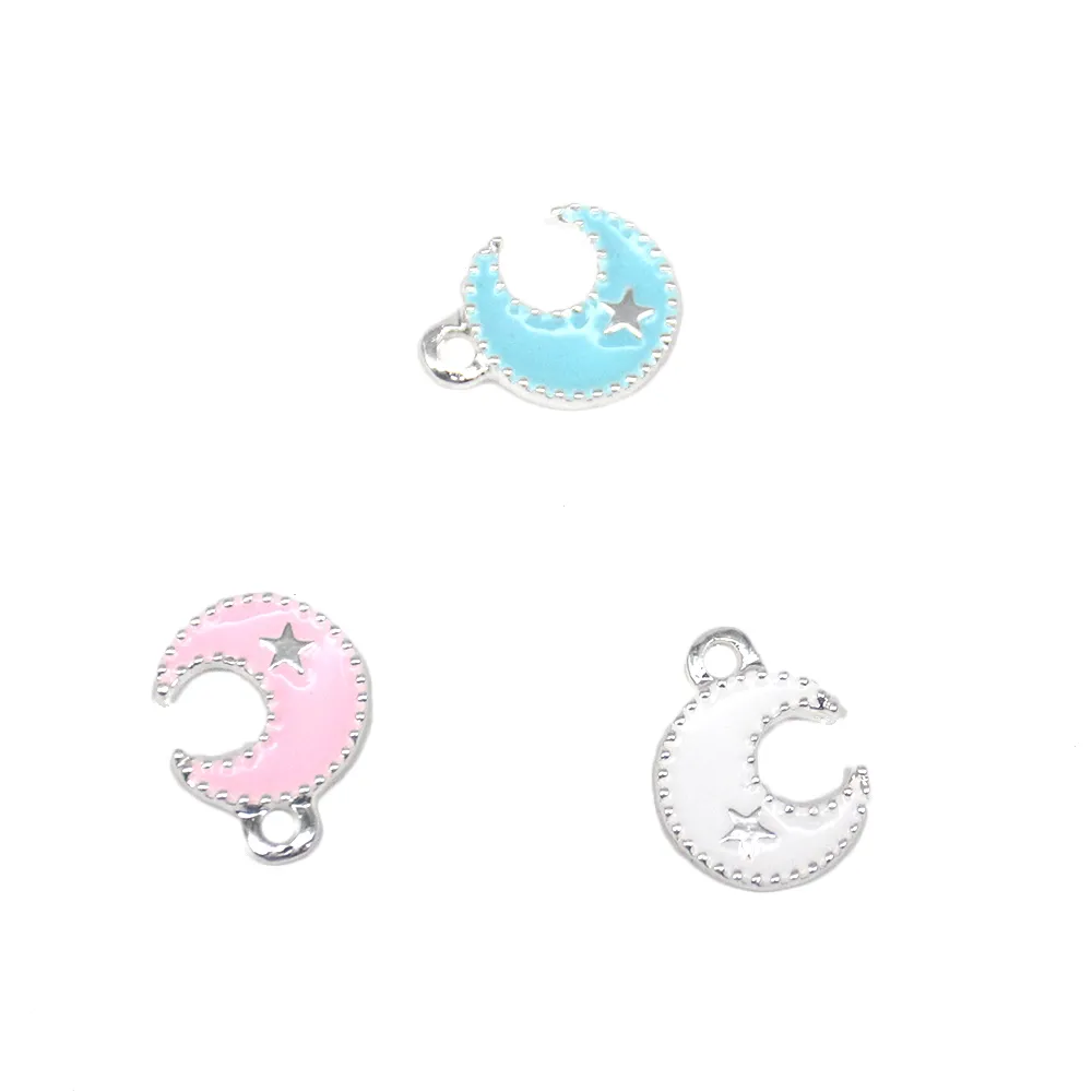 20pcs Cute Small Mix Color DIY Craft Charms For Kids Muslim Islamic Enamel Moon Crescent Shape Pendant Charm For Bracelet /Necklace Making Jewelry