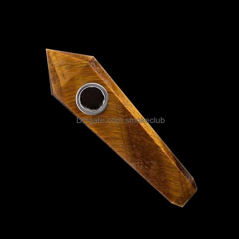 Natural Yellow Tiger Eye Crystal Smoking Pipes Energy stone Fashion Gemstone Tower Quartz Points Tobacco Pipe with Gift Box