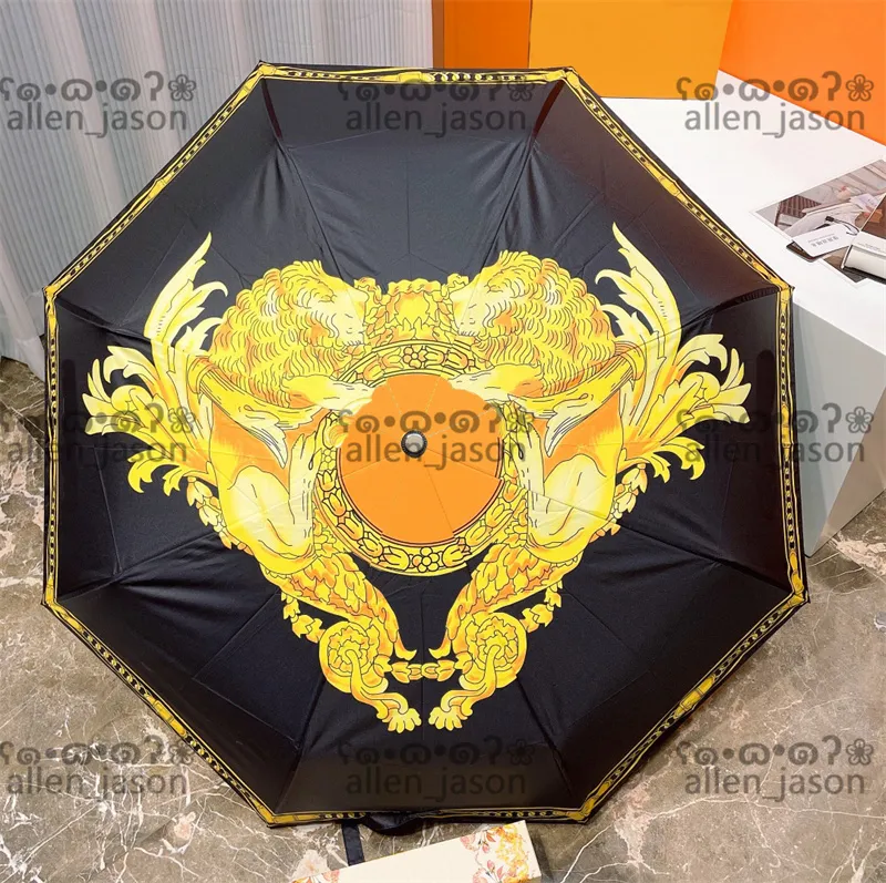 Lions Parapluies baroques Hipster Parapluies de luxe pliants automatiques Top qualité Designer de voyage en plein air Parasols multifonctions