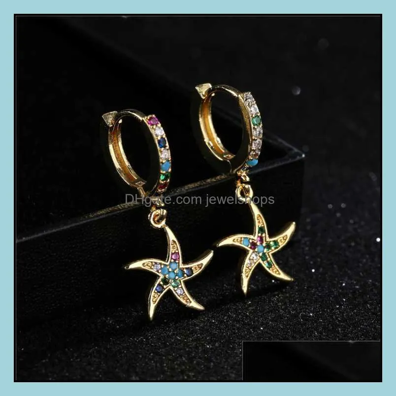 Women Electroplated Copper Micro-inlaid Color Devil`s Eye Earrings Female Fashion Dangle & Chandelier