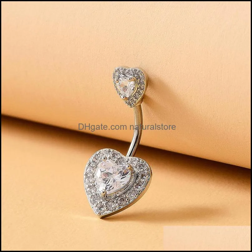 navel rings for women girls cubic zirconia heart belly button ring body art piercing jewelry
