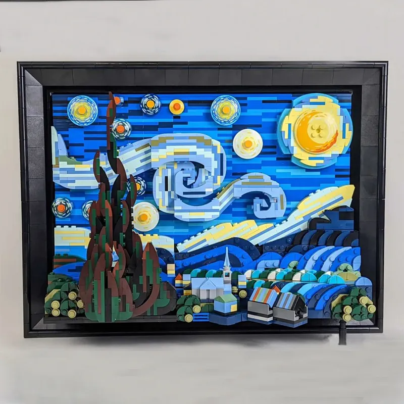 Creatief Idee Blok Vincent van Gogh Klassiek Beroemd Olieverfschilderij De Sterrennacht Model 2362PCS Bouwstenen Baksteen Speelgoed Kindercadeauset Compatibel 21333