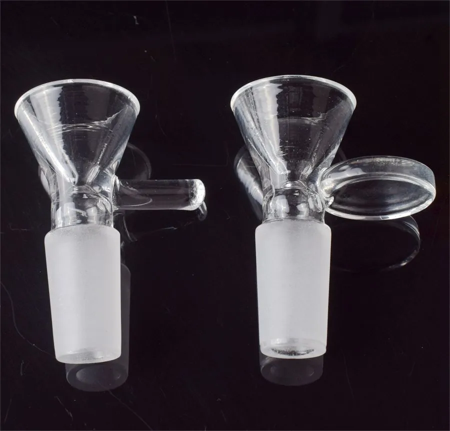 14mm 18mm Mâle Bol En Verre Narguilé avec Épais Pyrex Feuille De Verre Clair Poignée Bong Bols pour Bongs Fumer Des Tuyaux D'eau