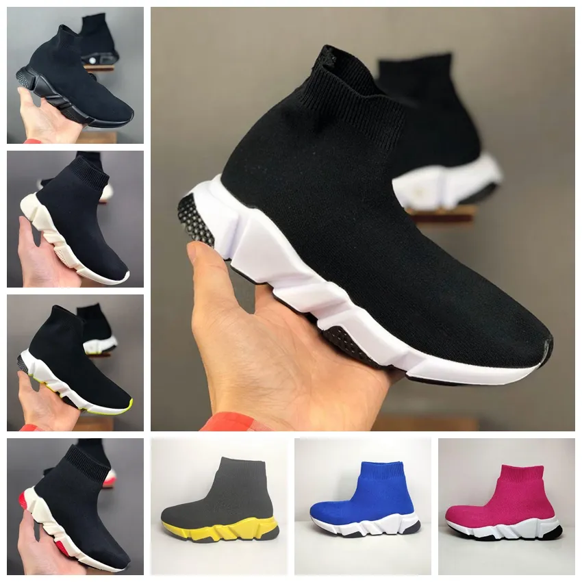 Tasarımcı Çocuk Ayakkabı Kız Kızlar Çorap Sıradan Ayakkabı Spor Sporları Spor Ayakkabı Paris Toddler Triple-S Hafif Nefes Alabilir Siyah ve Beyaz Klasik Pembe Yeşil Yavaş Açık 28-35