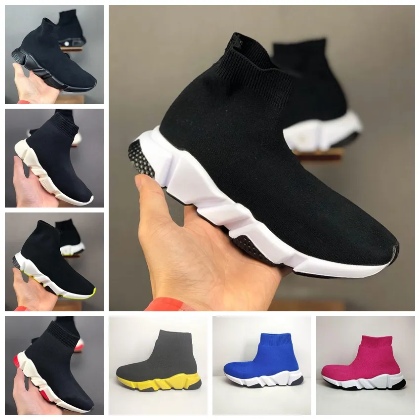 designer kids shoes Boys Girls sock Casual shoes Sneakers sports shoe Paris toddler triple-s Light breathable black and white classic pink Green slow outdoor 28-35