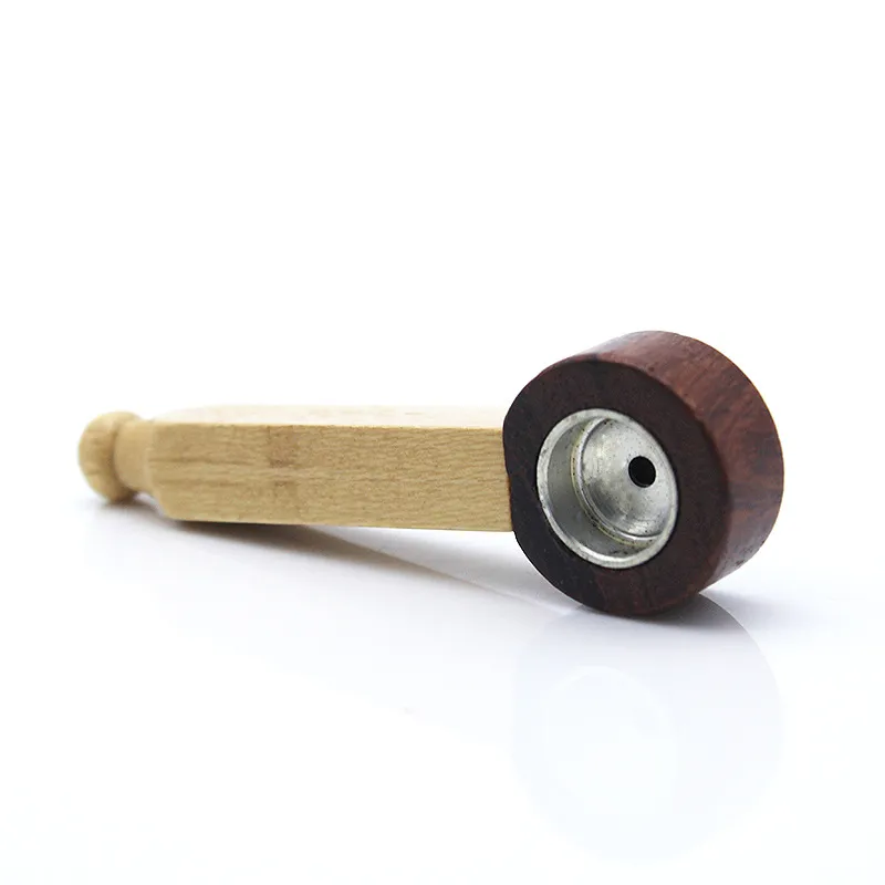 Creative Pure Handmade Solid Wood Pipe Spoon Shape Raw Iron Pot Filter Color Matching Wood Tobacco Pipe