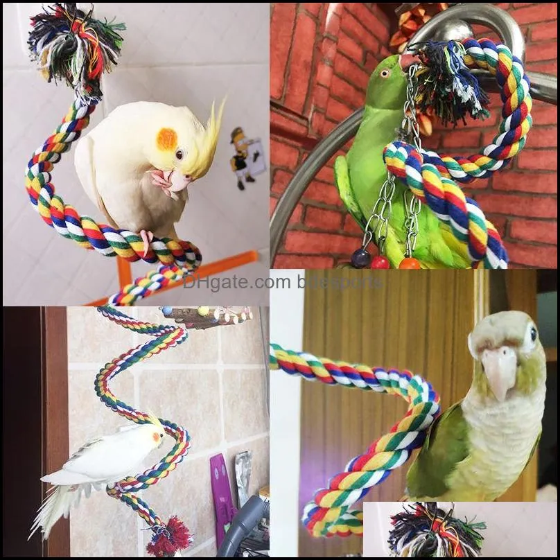 50cm Parrot Toy Rope Braided Parrot Pet Chew Rope Budgie Perch Coil Bird Cage Cockatiel Toy Pet Birds Training Accessories