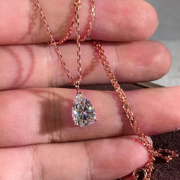 Pendanthalsband Rose Gold Silver Color Chain Halsband Pear Cut White Zircon Luxury Crystal Water Drop Stone For Womenvenendant