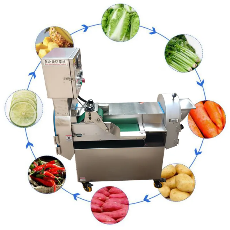 Kommersiell grönsaksskärmaskin Automatisk Rotato Radish Cabbage Lök Tärnad Shredder Slicer till salu