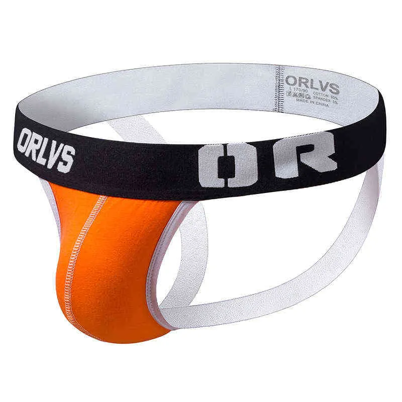 ORLVS Herr Trosor Jockstrap Bomull Underkläder Herr Kalsonger Sexiga Trosor Gay Kalsonger Man Strumpor Slips Homme Jock Strap G220419