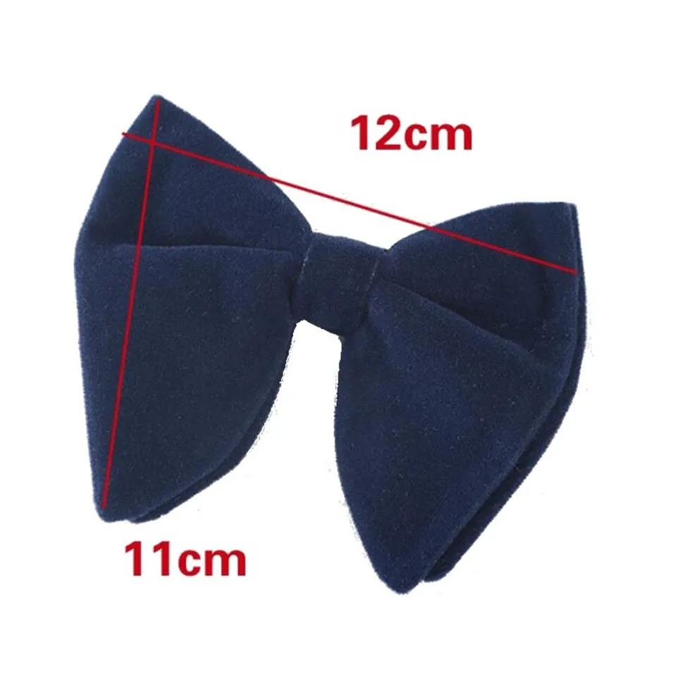 Cute Bow Tie Men's Big Butterfly Solid Plush Velvet Large Women Pointed Horn Black Bowknot Dress Neckwear Wedding Party 2pcs 318J