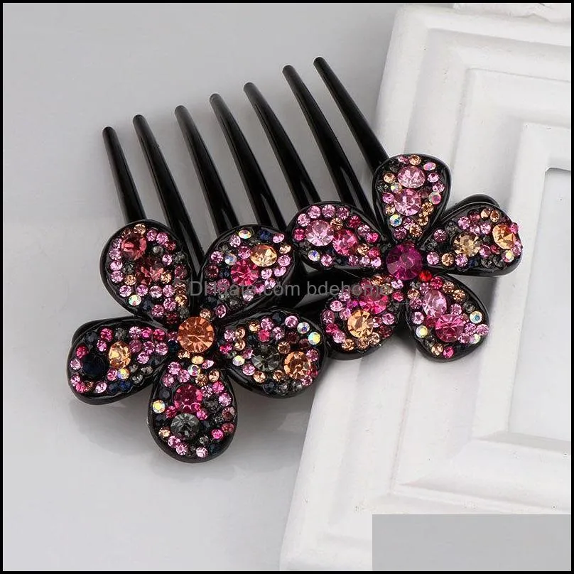 Crystal Rhinestone Hair Claws for Women Flower Hair Clips Barrettes Crab Ponytail Holder Hairpins Bands Hair Accessories