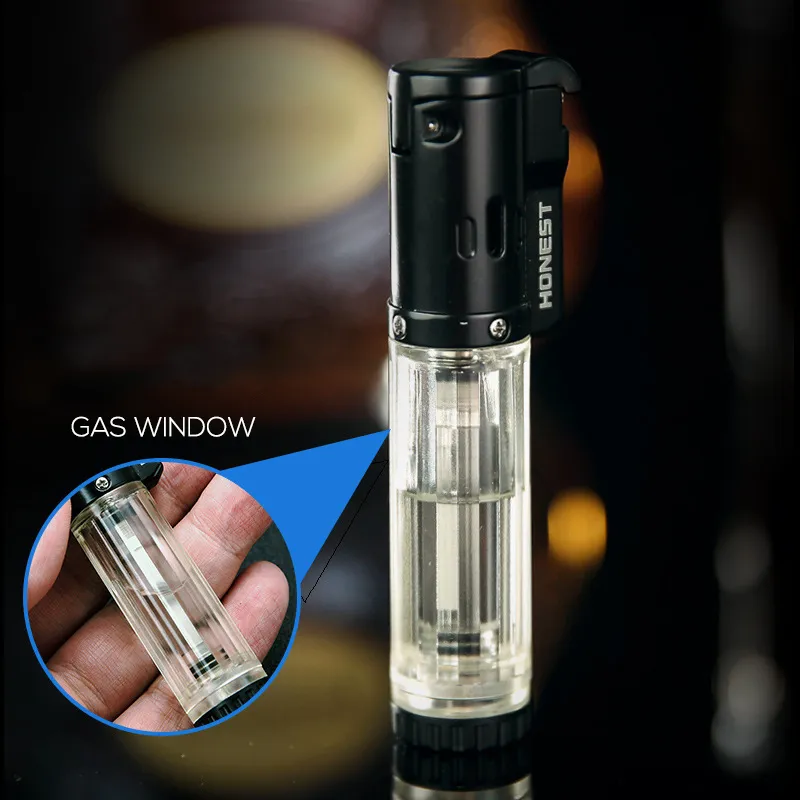 HONEST Stright Flame Jet Lighter Refillable Gas Window Powerful Lighter