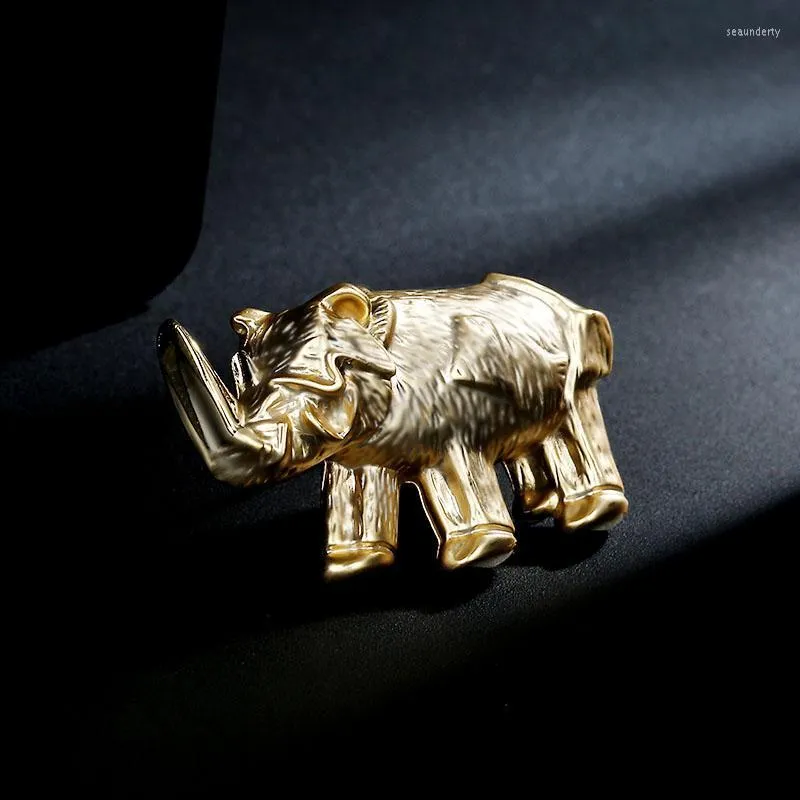 Pins Brooches Muylinda Matte Gold Rhinoceros Metal Brooch Animal Pin Man Women Costume Jewelry Broche Scarf Sweater Clip Seau22