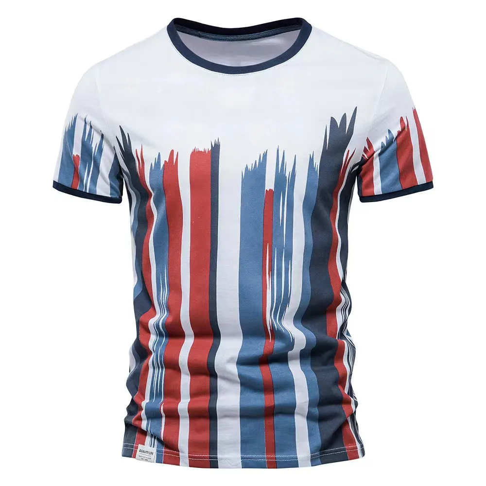 Mens Designer Mens Striped T Shirt With Front And Back Printing