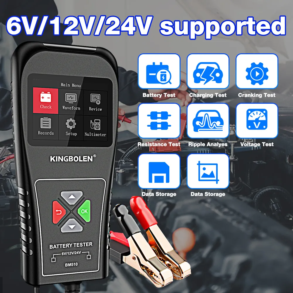 KINGBOLEN® BM510 Battery Tester for 6V 12V 24V Batteries