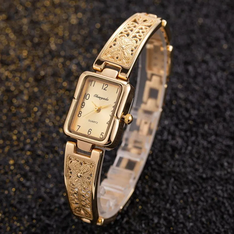 Relojes de pulsera de oro y plata para mujer, reloj de cuarzo de lujo 2022, correa de reloj ultradelgada, vestido de esfera cuadrada, reloj de pulsera para mujer, reloj femenino