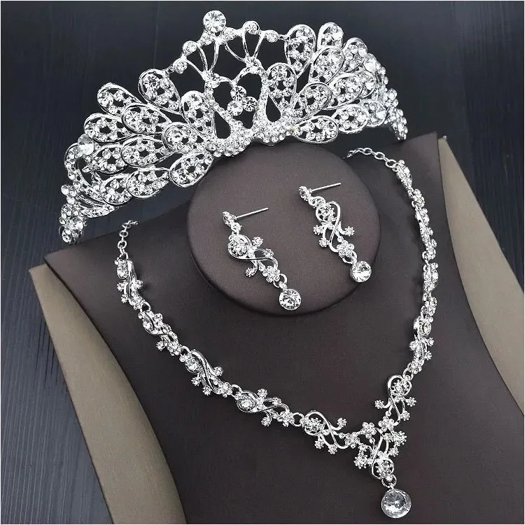 Bröllopstillbehör smycken bröllop brudtärna smycken tillbehör brud set krona halsband örhängen