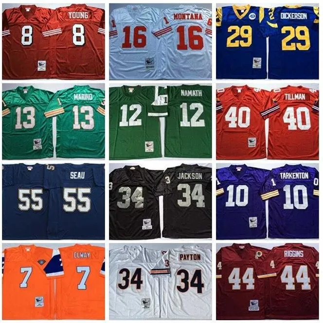 Chen37 NCAA Steve Young Maglia Eric Dickerson John Riggins Joe Namath Dan Marino Bo Jackson Fran Tarkenton Walter Payton John Elway Junior Seau