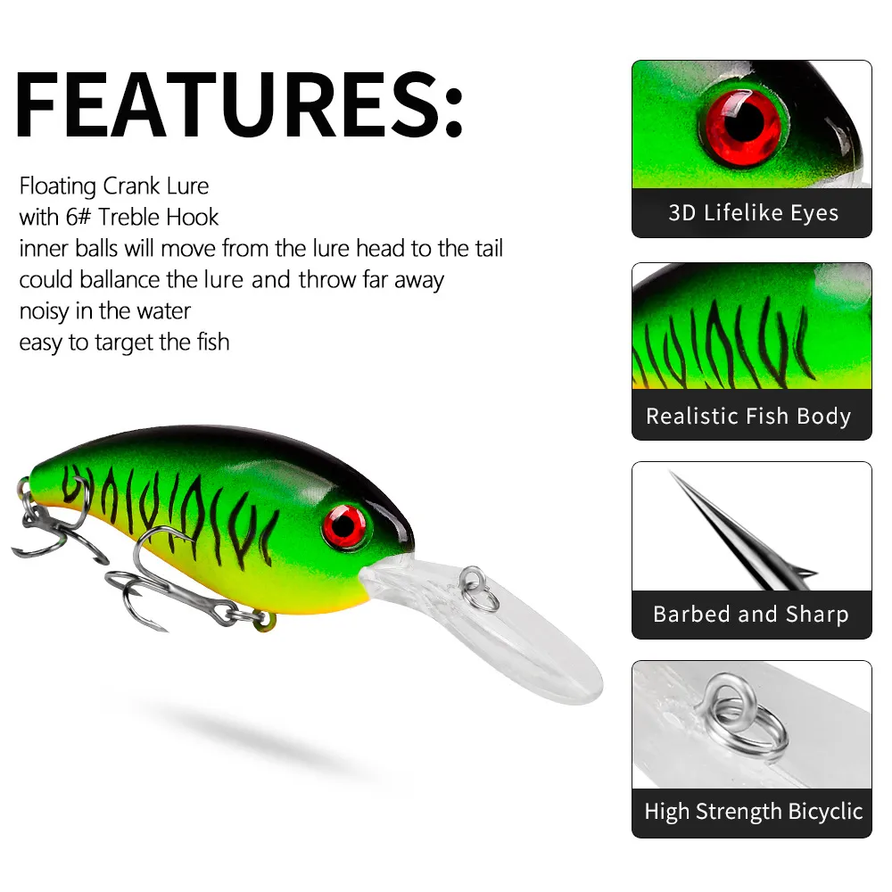 10 Pack High Quality Plastic Crankbait Lure Storage With
