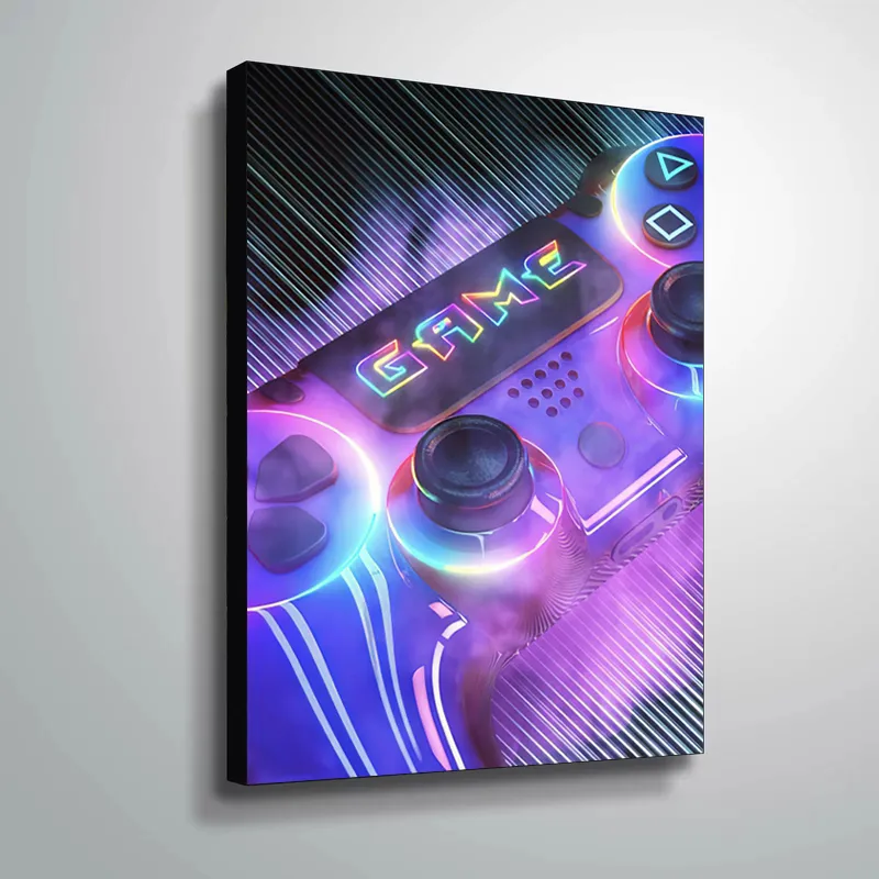 Quadro stampa su tela opera d´arte Videogioco Gamepad Controller Gaming  Play Game Station Pop Art Colour Style