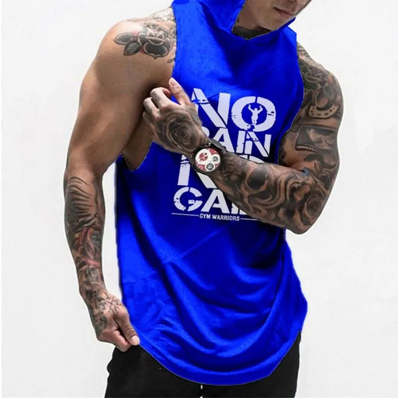 Mens Tank Tops 소매가 많은 후드 조끼 편지 프리팅 탱크 힙합 남성 Vests Gym Bodybuilding Fitness Tees Clothingmens