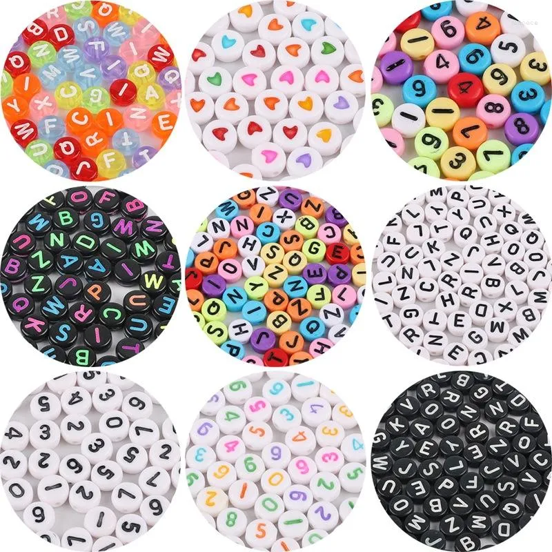 Perles Autres 100 pièces forme ronde anglais acrylique lettre enfant Puzzle perle Bracelet bricolage accessoires Alphabet russe pour la fabrication de bijouxAutre