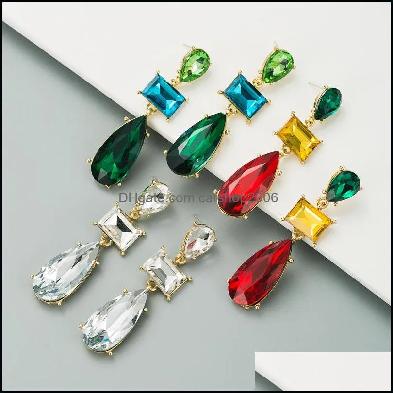 Colorful Rhinestone Statement Dangle Earrings Geometric Big Gothic Accessories For Women Crystal Luxury Wedding Gift