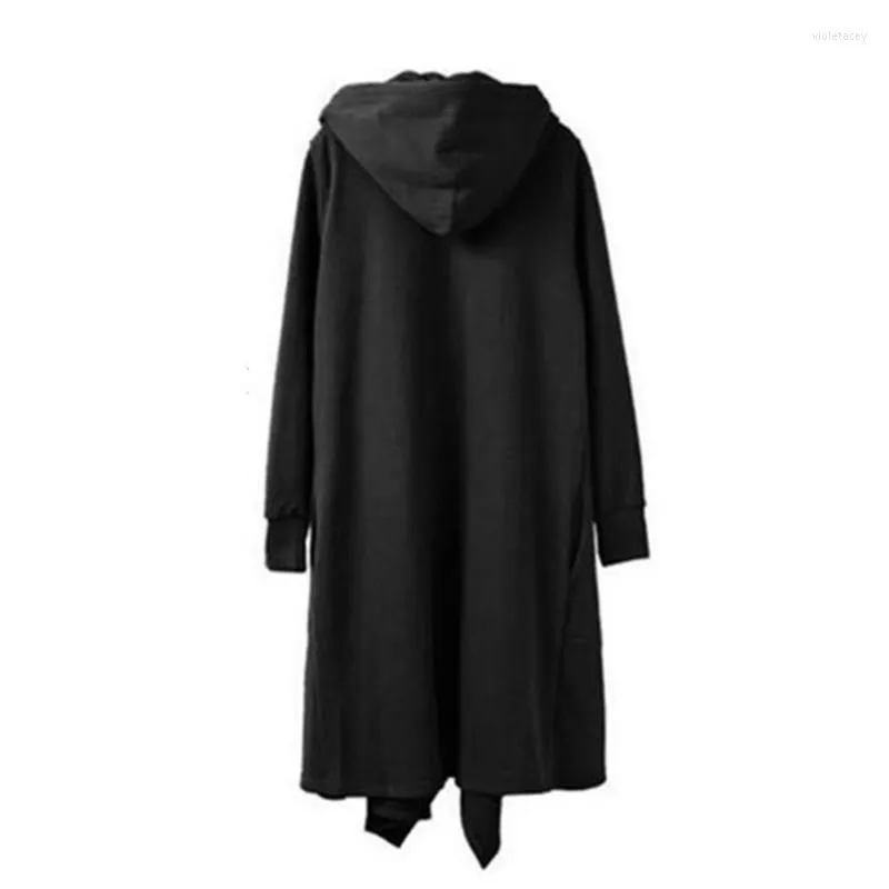 Trenchs pour hommes Rosetic Halloween Capes Hommes Manteau À Capuche Solide Noir Gothique Streetwear Coupe-Vent Asymétrique Cardigan Outwear Nice Viol22