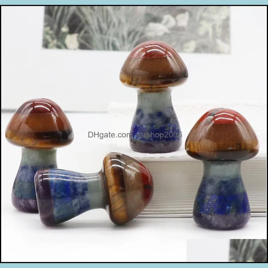 mini mushroom statue natural stone carved decoration rose quartz healing crystal gift room ornament fish tank decoration