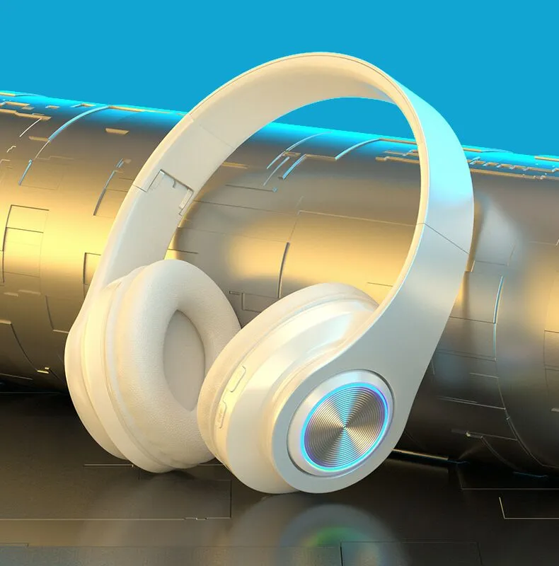 Cuffia auricolare Bluetooth wireless con luce respiratoria colorata. Cuffie da gioco sportive con bassi pesanti