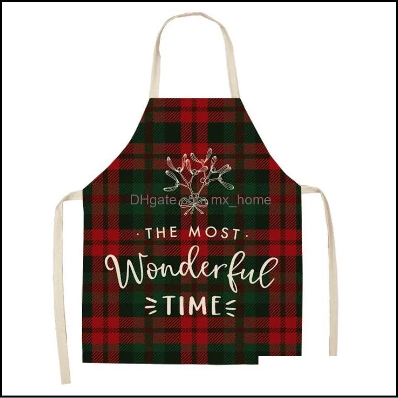 creative christmas printed women kitchen aprons waterproof cooking oil-proof cotton linen antifouling chef apron