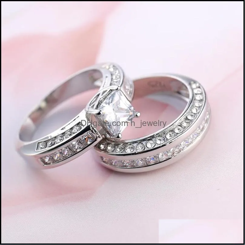 choucong princess cut stone 5a zircon stone 10kt white gold filled wedding band ring set sz 511 616 t2
