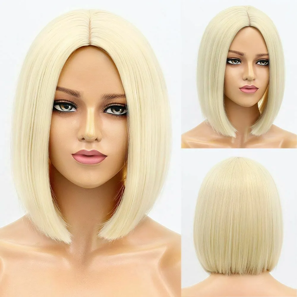 8 kleur natuurlijke dagelijkse korte blonde bob dames haar cosplay feestpruik