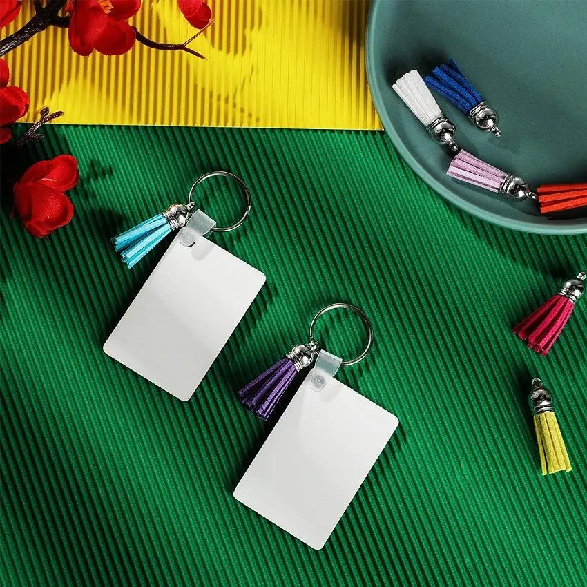 Blank Sublimation Keychain MDF Heat Transfer Double-Side Sublimation Blanks Set Include Key Chains Party DIY Favors