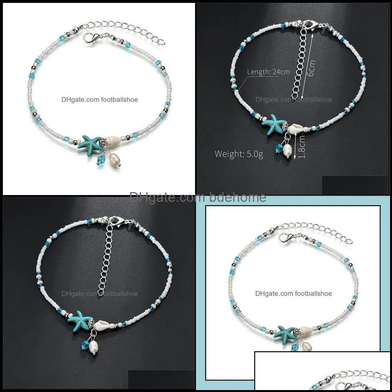 Anklets Jewelry Boho Freshwater Pearl Charm Women Barefoot Sandals Beads Ankle Bracelet Drop Delivery 2021 1Qtxe