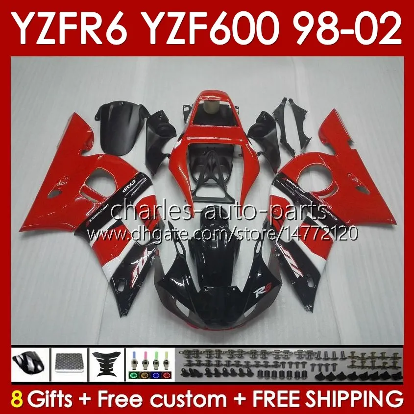 Yamaha YZF-600 YZF R6 R 6 600CC YZFR6 1998 1999 00 01 02 차체 145NO.4 YZF 600 CC 카우 링 YZF-R6 98-02 YZF600 98 99 2000 2001 2002 페어링 키트 Red Black Blk
