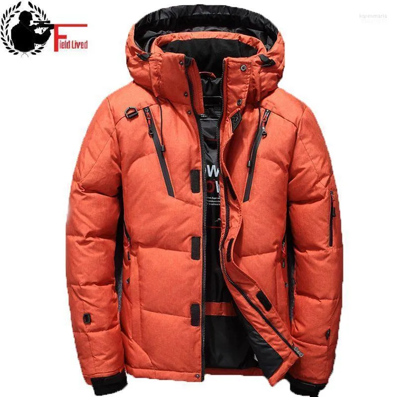 Parkas en duvet pour hommes coupe-vent canard blanc épais veste d'hiver hommes chapeau manteau chaud neige Anorak mâle à capuche fermeture éclair 2022 vêtements d'extérieur Kare22