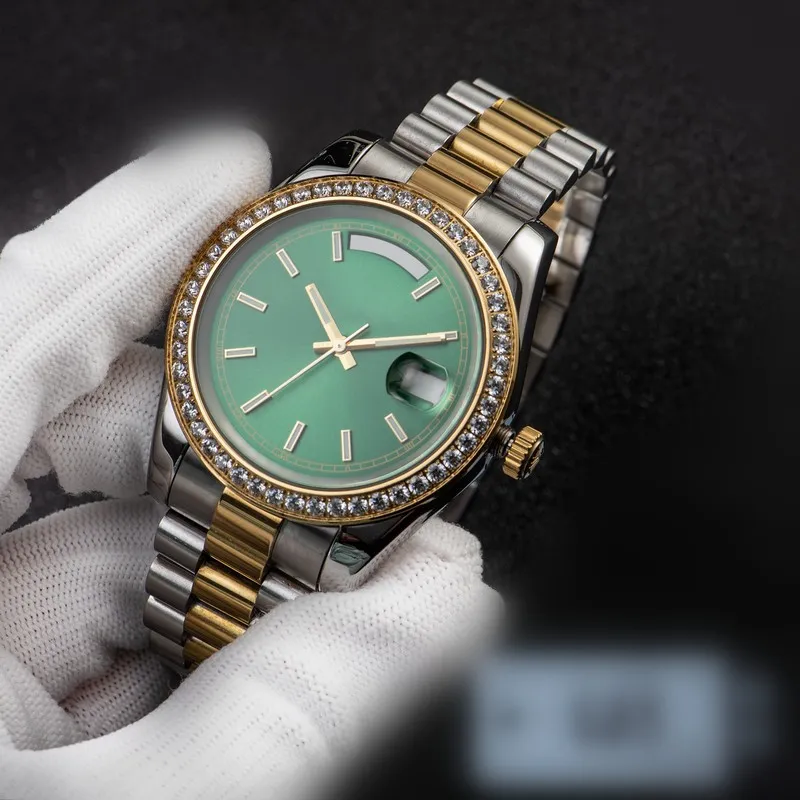 Automatische mechanische heren horloges 41 mm bezel roestvrij staal vrouwen diamanten horloge dame horloge waterdichte lichtgevende polshorloges geschenken