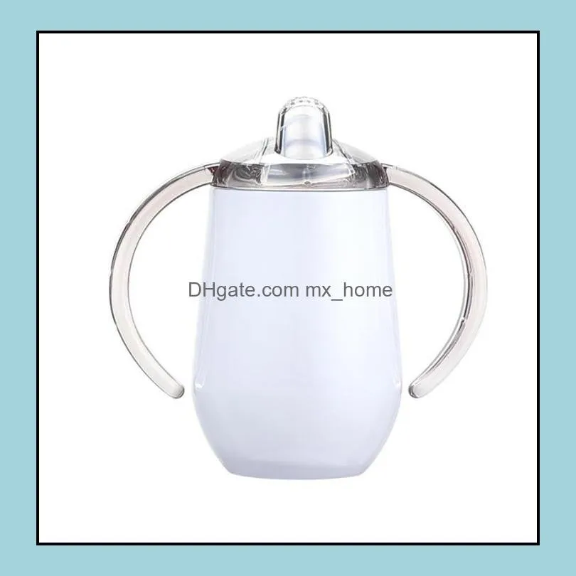 10oz sippy cup stainless steel tumbler with double handle egg cups vacuum insulation baby water bottle coffee mug yhm47